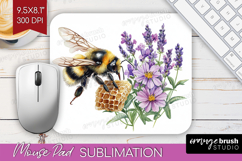 Bee Mouse Pad Sublimation - Watercolor Bee Mousepad PNG Product Image 1