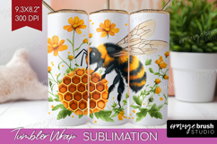 Bee Tumbler Wrap - Watercolor Bee Tumbler PNG Sublimation Product Image 1