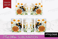Bee Mug Wrap - Watercolor Bee Mug PNG Sublimation Product Image 1