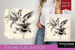 Bee Tote Bag - Watercolor Bee Tote Bag PNG Sublimation Product Image 1