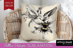Bee Pillow Sublimation - Watercolor Bee Pillow Cover PNG Product Image 1