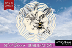Bee Wind Spinner Sublimation PNG - Watercolor Bee Round Product Image 1