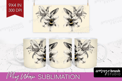 Bee Mug Wrap - Watercolor Bee Mug PNG Sublimation Product Image 1