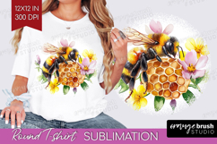 Bee Round Tshirt Background - Watercolor Bee PNG Sublimation Product Image 1