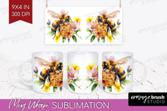 Bee Mug Wrap - Watercolor Bee Mug PNG Sublimation Product Image 1