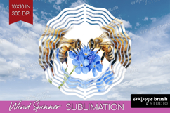 Bee Wind Spinner Sublimation PNG - Watercolor Bee Round Product Image 1