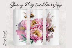Watercolor Bee 20 oz Skinny Tumbler Sublimation Design