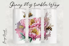 Watercolor Bee 20 oz Skinny Tumbler Sublimation Design