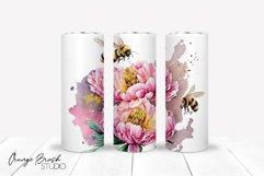 Watercolor Bee 20 oz Skinny Tumbler Sublimation Design