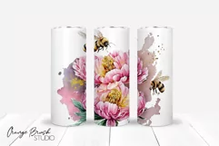 Watercolor Bee 20 oz Skinny Tumbler Sublimation Design