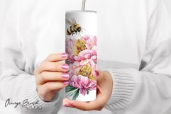 Watercolor Bee 20 oz Skinny Tumbler Sublimation Design