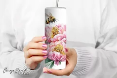 Watercolor Bee 20 oz Skinny Tumbler Sublimation Design