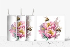 Watercolor Bee 20 oz Skinny Tumbler Sublimation Design