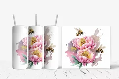 Watercolor Bee 20 oz Skinny Tumbler Sublimation Design