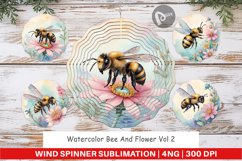 Wind Spinner Watercolor Bee Flowers Product Image 1