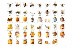 Watercolor Bee and Honey Clipart Bundle