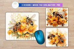 Watercolor Honey Bee Mouse Pad Sublimation Product Image 1