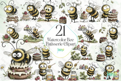 Watercolor Bee Patisserie Clipart Product Image 1
