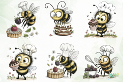 Watercolor Bee Patisserie Clipart Product Image 5