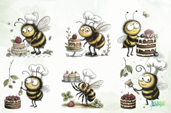 Watercolor Bee Patisserie Clipart Product Image 4
