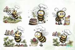 Watercolor Bee Patisserie Clipart Product Image 3