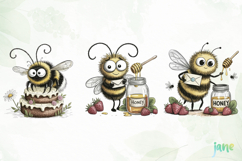 Watercolor Bee Patisserie Clipart Product Image 2