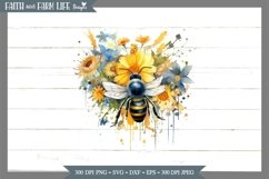 Floral Honey Bee Watercolor JPEG, PNG Product Image 1