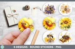 Bundle of six Watercolor Stickers designs.