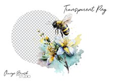 Watercolor Bee Sublimation Bundle Spring Flowers Bees PNG