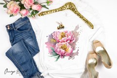 Watercolor Bee Sublimation Bundle Spring Flowers Bees PNG