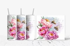 Watercolor Bee Tumbler Wrap Floral Tumbler Sublimation