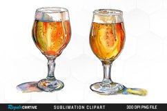Watercolor Beer Glass PNG Set Clipart Product Image 1