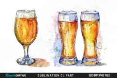 Watercolor Beer Glass PNG Set Clipart Product Image 1