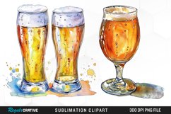 Watercolor Beer Glass PNG Set Clipart Product Image 1