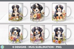 Bundle of six Wild Flowers Bermese Mountain Dogs Mug Wrap designs.