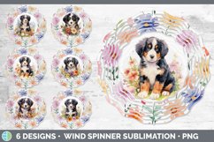 Bundle of six Wild Flowers Bermese Mountain Dogs Wind Spinner designs.