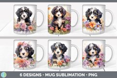 Bundle of six Wild Flowers Bernedoodles Mug Wrap designs.