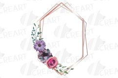 Berry color flowers geometric rose gold wire frames design Product Image 10