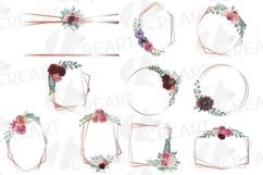 Berry color flowers geometric rose gold wire frames design Product Image 13