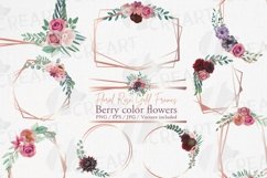 Berry color flowers geometric rose gold wire frames design Product Image 1