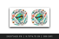 Watercolor best teacher globe shield apple books appreciation quote print 20 oz tumbler skinny mug wrap clipart t-shirt sublimation printable design