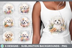 Bundle of six Wild Flowers Bichon Frises Grunge Background designs.