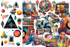 retro,  80s,  90s,  watercolor,  sublimation  clip art,  people,  music,  transport,  memphis,  T-Shirt design, posters, mug design, tumbler design, tote bag, pillow sublimation, clip art 