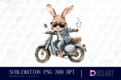Biker Bunny Illustration Clipart Product Image 1