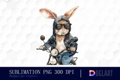 Biker Bunny Sublimation PNG Clipart Product Image 1