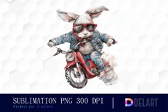 Biker Bunny Sublimation PNG Clipart Product Image 1