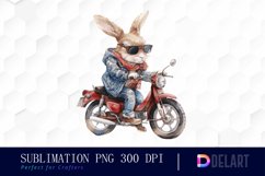 Biker Bunny Watercolor Clipart Product Image 1