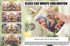 Glass Can Wraps Bird and Flower Product Image 1