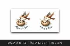 Watercolor bird feeding baby birds nest care Mom Love quote Mother Day print 20oz tumbler skinny mug wrap clipart t-shirt sublimation printable design