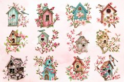 Watercolor Bird House blossoms Clipart Bundle Product Image 2